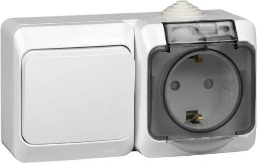 BPA16-246B Розетка накладная с заземлением и крышкой с одноклавишным выключателем (белый) Systeme Electric Etude BPA16-246B