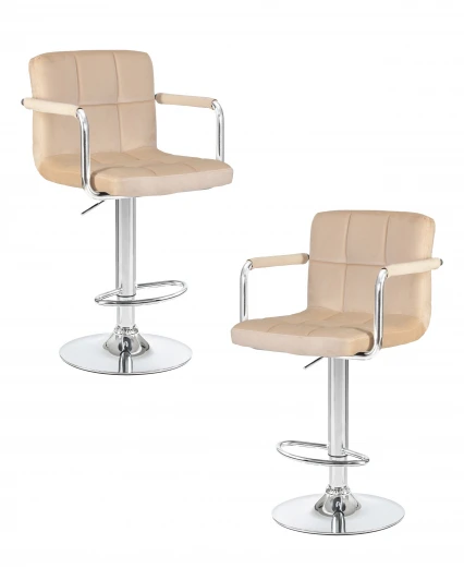 LM-5011-N_CH-M_V-MJ9-10 Набор 2 шт стул барный DOBRIN KRUGER ARM (бежевый велюр (MJ9-10))