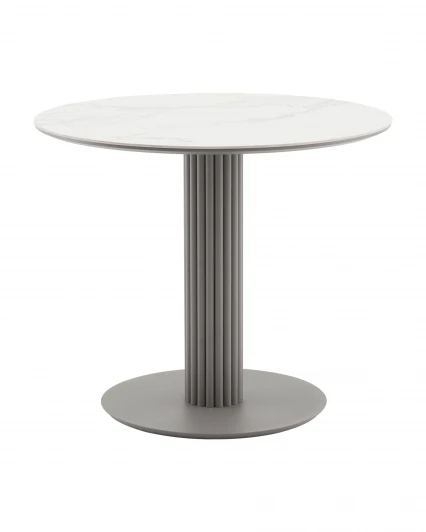 УТ000041594 Стол круглый Терралино D90 верх керамика белый матовый, основание металл латте Stool Group арт.УТ000041594