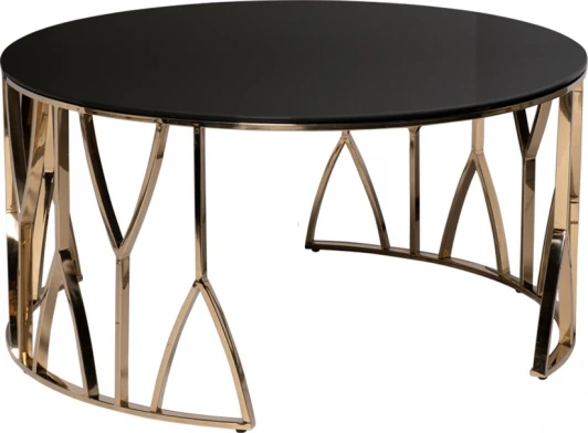 13RXCT3104-GOLD Стол журнальный стекло черн./золото d90*45см Garda Decor арт.13RXCT3104-GOLD