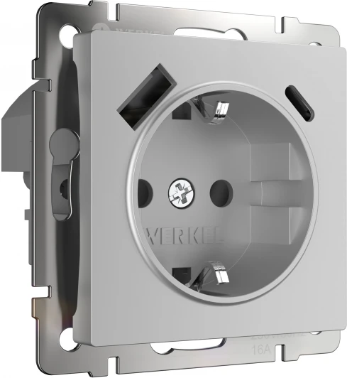 W1171706 Розетка с быстрой зарядкой USB Type A+С серебряная W1171706 (a056274)