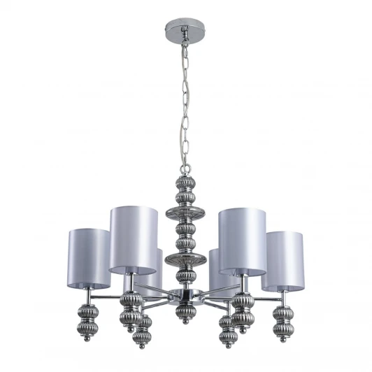 8338/6 Подвесная люстра со стеклянным декором Lumion Ilmira 8338/6 хром/серый, металл/стекло/текстиль E14 6*40W 220V (на цепи)