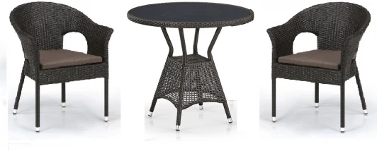 T707ANS/Y79-W53 2Pcs Brown Комплект плетеной мебели T707ANS/Y79-W53 Brown (2+1) Afina