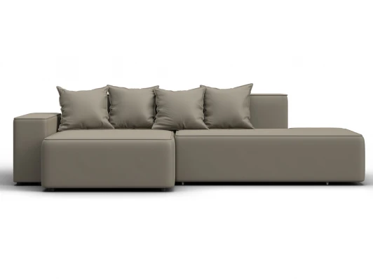 129816L Диван угловой Лига-079 угол левый (ДСП/Пластик/Экокожа/Бежевый) Лига Диванов 129816L