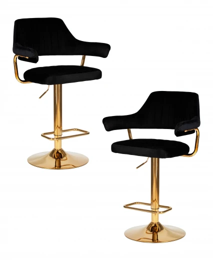 LM-5019-N_G-M_V-MJ9-101 Набор 2 шт стул барный DOBRIN CHARLY GOLD (черный велюр (MJ9-101))
