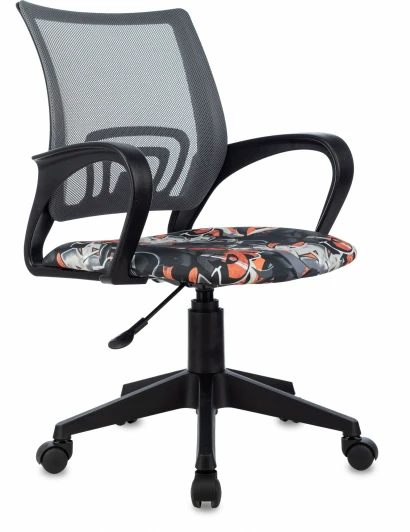 BUROKIDS 1 DG/GRAFFI Кресло детское Бюрократ BUROKIDS 1 серый TW-04 граффити сетка/ткань крестов. пластик