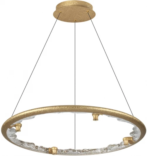 7002/55L Подвесной светильник Odeon Light Cayon 7002/55L золотой ice crack/акрил/хрусталь с ПДУ IP20 LED 55W 2843Лм 3000/4000/5700K (220V, на тросе, круглые)