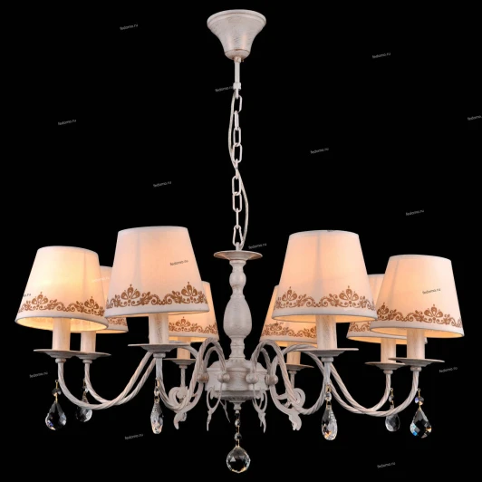 70038-8C IVORY GOLD Люстра подвесная Natali Kovaltseva Biarritz, 8 плафонов, слоновая кость с золотом, белым и прозрачным