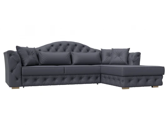 128033 Диван угловой Артис правый угол (Брус,Рейка/Пластик/Экокожа/Серый) Лига Диванов 128033