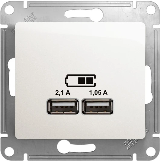 GSL000633 Розетка встраиваемая USBх2 (перламутровый) Systeme Electric Glossa GSL000633