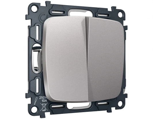 MO503030 Комплект механизма двухклавишного перекрестного выключателя встраиваемый (сталь матовый) Ambrella Volt QUANT MO503030