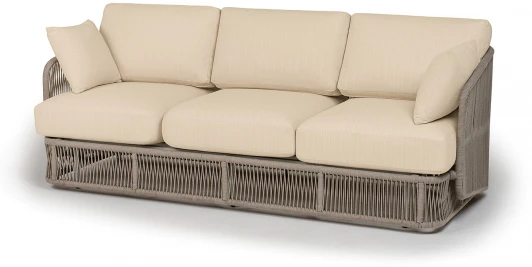 ALB-S-3-001 RAL7035 Mua mel-grey(beige100) "Альбано" диван 3-местный плетеный из роупа, каркас алюминий светло-серый (RAL7035) муар, роуп серый меланж круглый, ткань Mossle светло-бежевая 4SIS арт.УТ-00009454