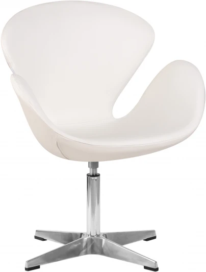 69A-LMO SWAN, цвет сиденья белый (P23), алюминиевое основание Кресло дизайнерское SWAN (белый кожзам P23)