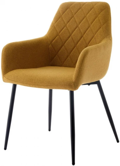 624M05390 Стул NOVARA Barrel-48 Горчичный, ткань / черный каркас / Товарный знак DISAUR