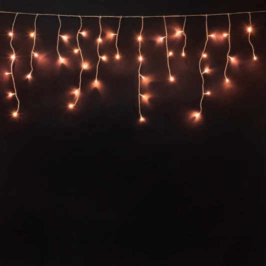 ECC100-10-HG Гирлянда Бахрома на Батарейках с Таймером Оранжево-Розовая, 100 LED, Провод Прозрачный Силикон, IP65