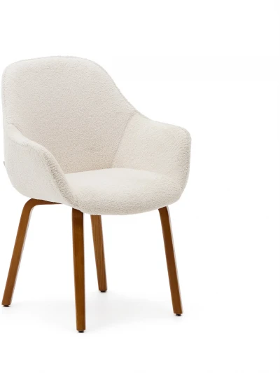 179266 Aleli Стул из белой синели и ножками из ясеня с отделкой под орех La Forma (ex Julia Grup) арт.179266