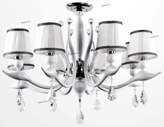 FLAMINGO SP-PL8 WHITE Люстра потолочная Crystal Lux Flamingo, 8 плафонов, белый с хромом, белый