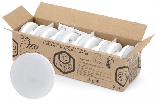 ECO LED GX-10W-840-GX53 (10-PACK) Лампочка светодиодная GX53 10W ЭРА ECO LED GX-10W-840-GX53 (10-PACK)