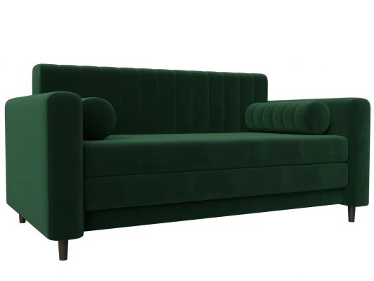 129745 Диван прямой Лига-070 (ЛДСП,Брус,Фанера/Дерево/Велюр/Зеленый) Лига Диванов 129745