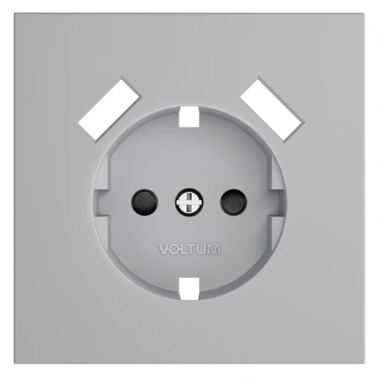 VLS000916 Накладка для розетки с заземлением и защитными шторками с USB A+A (серый) Voltum S70 VLS000916