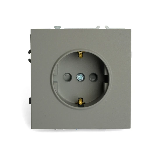 49958 Розетка с заземлением и шторками (платиново-серый, soft touch) Stekker Эмили 49958