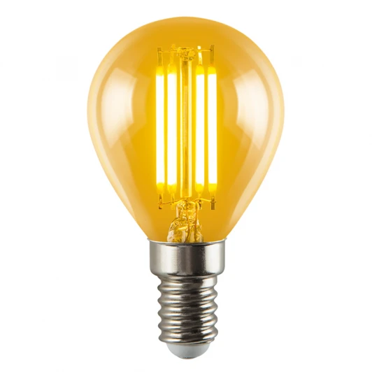 LED-G45-5W/AMBER/E14/VLF Лампа светодиодная, форма «шар», янтарная колба Volpe Vintage LED-G45-5W/AMBER/E14/VLF