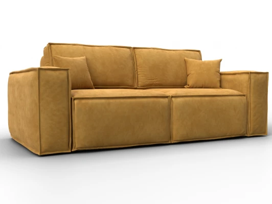 130112 Диван прямой Лига-081 НПБ (ДСП/Пластик/Велюр/Желтый) Лига Диванов 130112