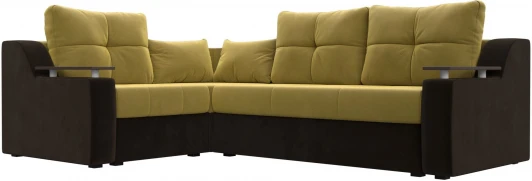 114617L Диван угловой Кронос левый угол (Желтый,Коричневый/Микровельвет) Лига Диванов арт.114617L