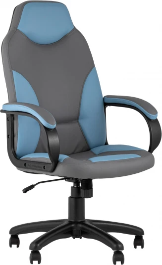 УТ000025614 Кресло компьютерное игровое Кронос экокожа серый/синий Stool Group УТ000025614
