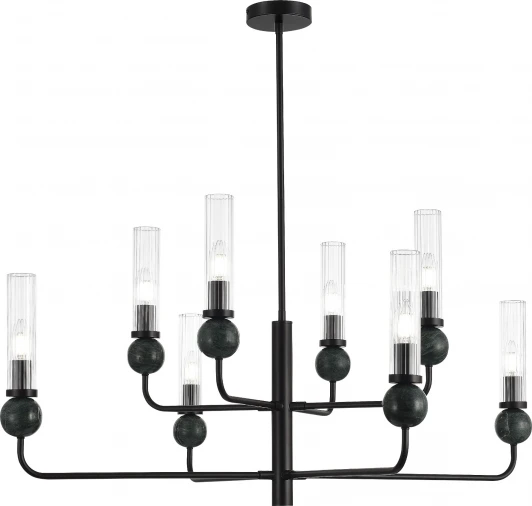 SL1244.403.08 Потолочная люстра на штанге ST Luce Medea SL1244.403.08 черный/прозрачный E14 8*40W (220V)