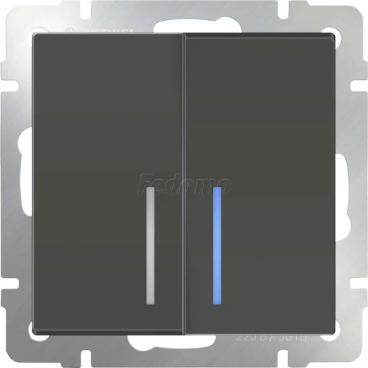 WL07-SW-2G-2W-LED Выключатель встраиваемый двухклавишный проходной с подсветкой Werkel, серо-коричневый