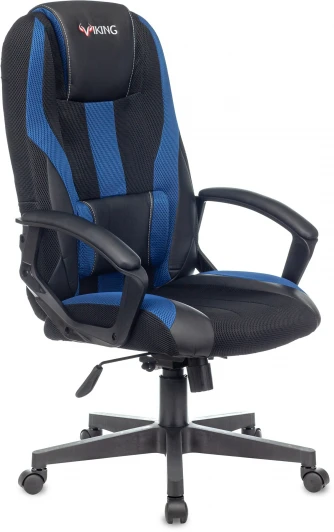 VIKING-9/BL+BLUE Кресло игровое Zombie VIKING-9 черный/синий текстиль/эко.кожа крестовина пластик