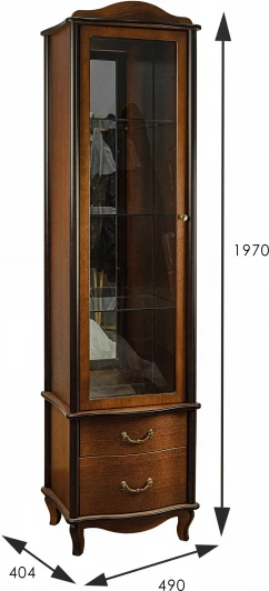 008571 Шкаф-витрина Джульетта, орех Л Mebelik арт.008571