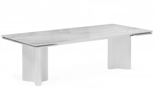 621184 Кухонный стол Woodville Мален 240x110 белый мрамор / белый