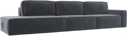 121743 Диван прямой Прага Модерн Лонг подлокотник справа (Серый/Велюр) Лига Диванов арт.121743