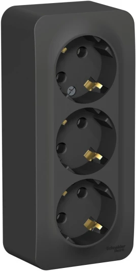 BLNRA010316 Розетка накладная тройная с заземлением (антрацит) Systeme Electric Blanca BLNRA010316