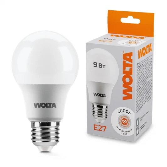 25S60BL9E27 Светодиодная лампа 9Вт 4000К E27 Wolta 25S60BL9E27