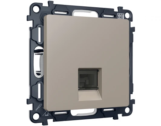 MA372005 Комплект механизма Ethernet RJ-45 розетки экранированной с автоматической защитной шторкой встраиваемый (серо-бежевый матовый) Ambrella Volt QUANT MA372005