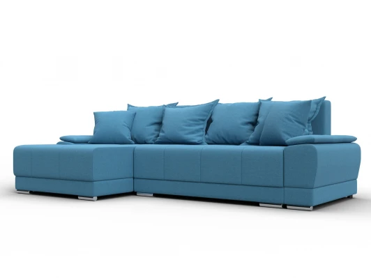 137087L Диван угловой Лига-119 угол левый (ДСП,Брус,Фанера,ЛДС,Рогожка/Голубой) Лига Диванов 137087L