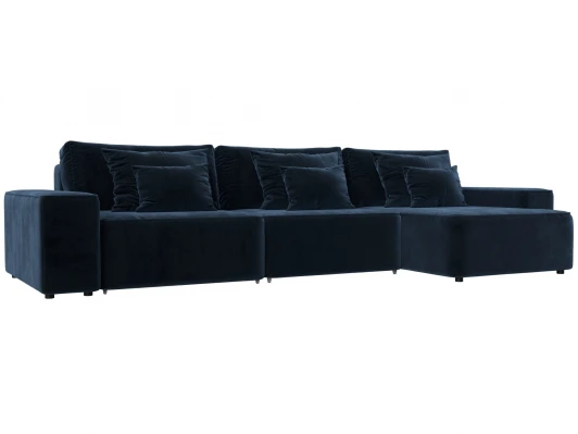 129868 Диван угловой Лига-074 угол универсальный (ДСП/Пластик/Велюр/Синий) Лига Диванов 129868