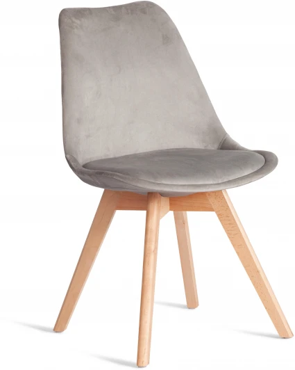 21411 Стул TULIP SOFT (mod. 053V) / 1 шт. в упаковке (Дерево,Пластик,Вельвет /Светло-серый)