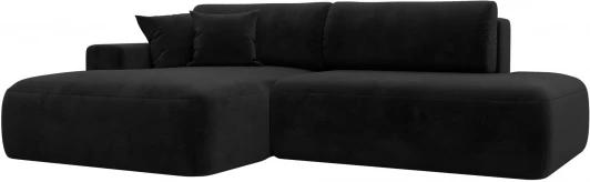 121414L Диван угловой Лига-036 НПБ Модерн левый угол (Черный/Велюр) Лига Диванов арт.121414L