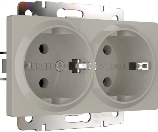 W1272004 Розетка двойная с заземлением (дымчатый) Werkel W1272004