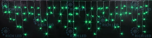 RL-i3*0.5F-RW/G Гирлянда светодиодная Бахрома зеленая с мерцанием 220B, 112 LED, провод белый, IP65 RL-i3*0.5F-RW/G Rich LED