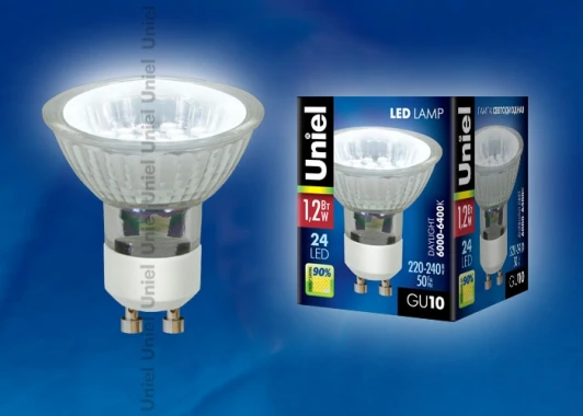 LED-JCDR-SMD-1,2W/DW/GU10 85 Lm Картон Лампочка светодиодная полусфера серая GU10 1,2W Uniel LED-JCDR-SMD-1,2W/DW/GU10 85 Lm