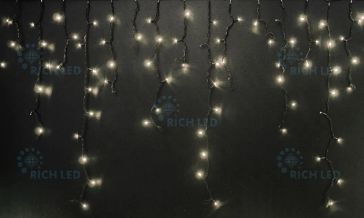 RL-i3*0.9F-B/WW Гирлянда светодиодная Бахрома белая с мерцанием 220B, 144 LED, провод черный, IP54 RL-i3*0.9F-B/WW Rich LED