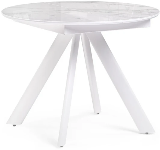 532393 Стеклянный стол Woodville Галвестон 100х76 белый мрамор / белый 532393