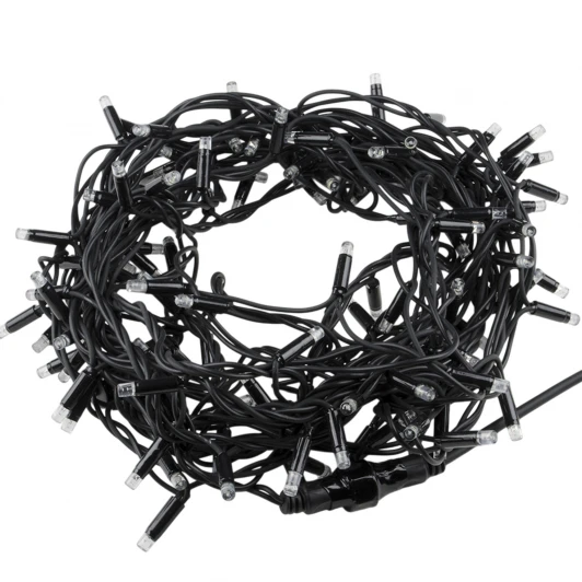 ULD-F90PRO S10M-100/TBK WW Гирлянда светодиодная 10м без вилки с эффектом мерцания, соединяемая, 100 светодиодов 2700K IP67 провод черный Uniel ULD-F90PRO S10M-100/TBK WW