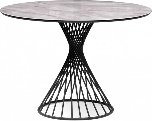 612166 Кухонный стол Notta Вивиен 110х110х75 серый мрамор / черный (Стекло) арт.612166