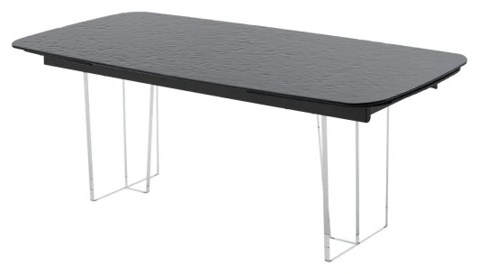 626M05998 Стол ЛАУРИТЦ (LAURITS) 200 цвет ЧЕРНЫЙ (GREY), стекло BUBBLE / Прозрачный каркас ®DISAUR M-City 64663